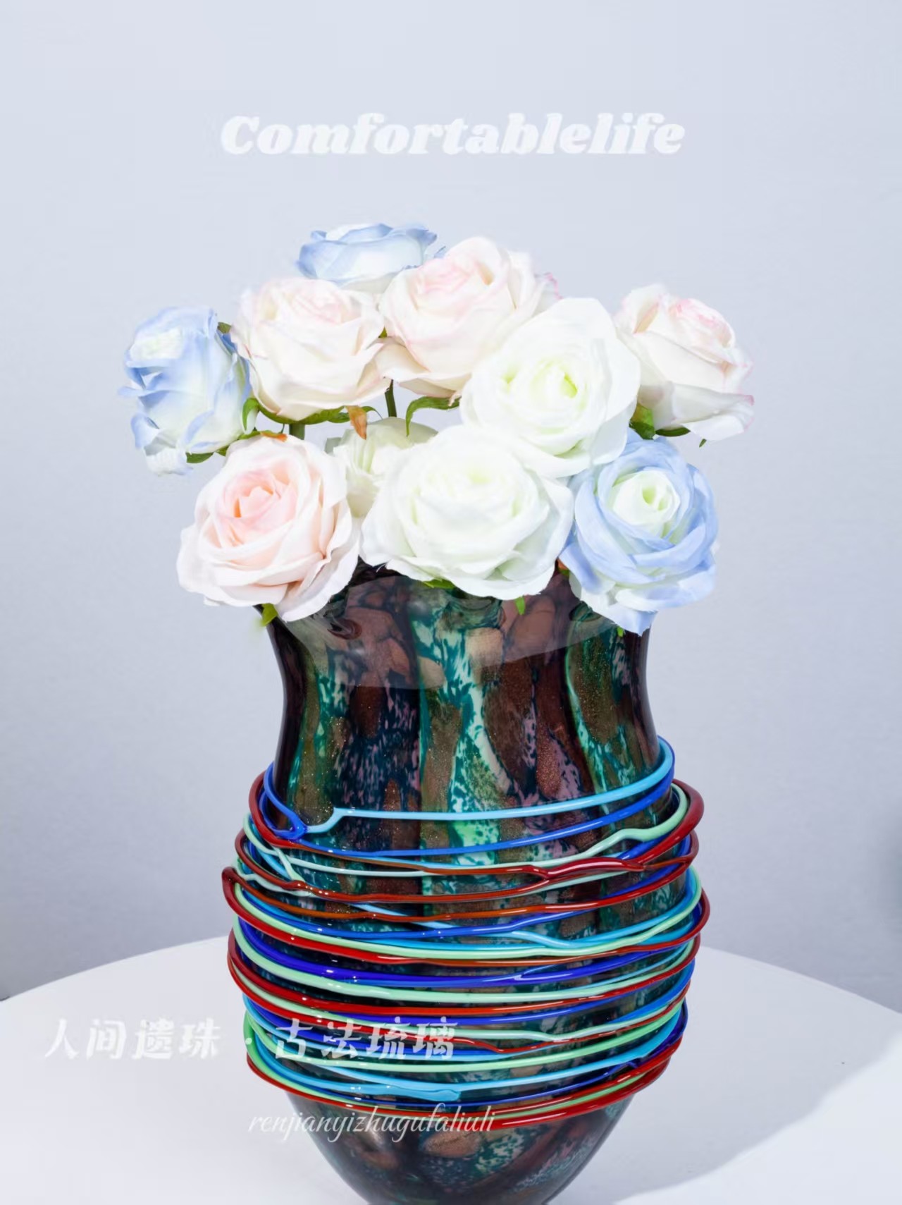 人间遗珠【绕指柔】琉璃花瓶门厅玄关柜电视柜阳台办公区琉璃摆件,家居饰品,花瓶,淘宝优惠券,粉丝福利购,淘宝优惠卷