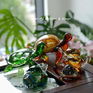 卡羅爾·人間遺珠福龜合集琉璃擺件輕奢高檔福壽裝 飾品玄關(guān)書房