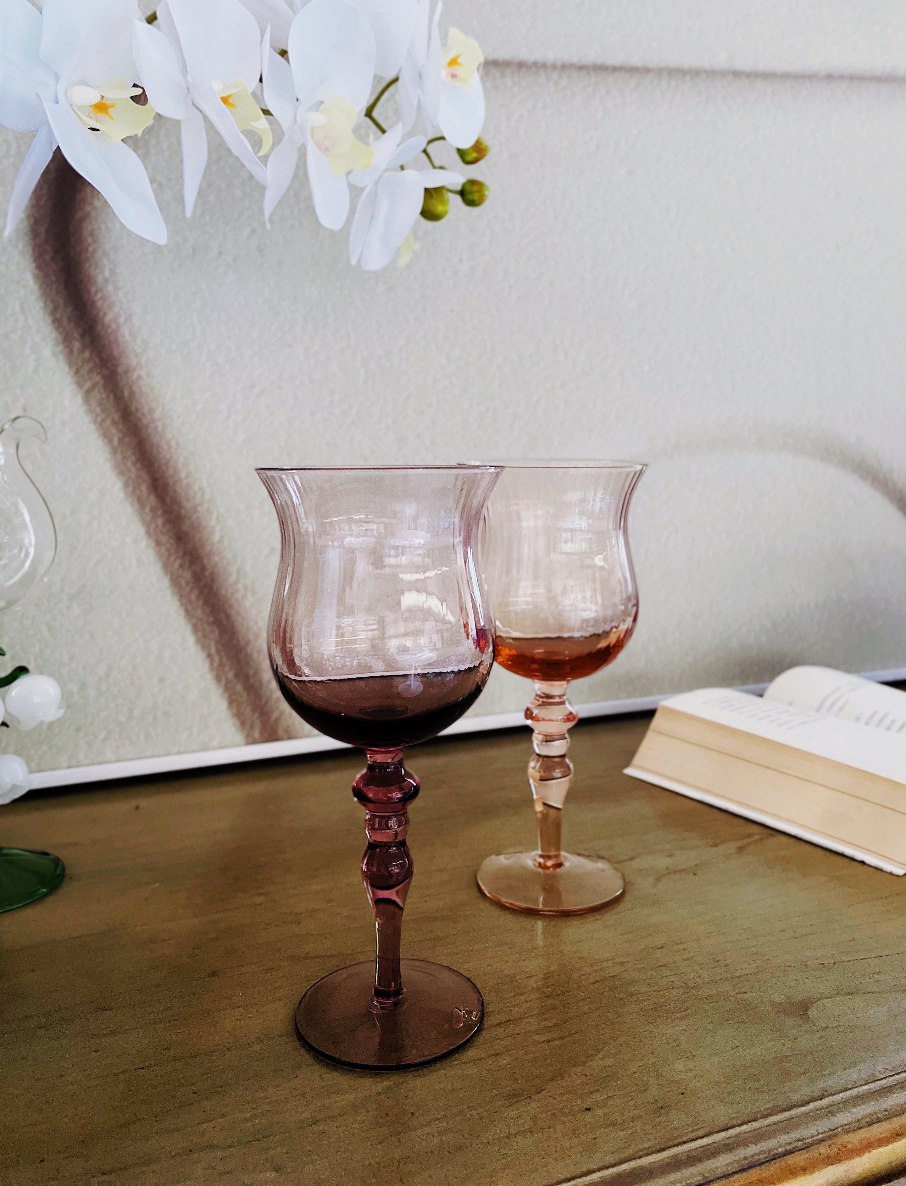 卡罗尔 微瑕复古葡萄酒杯手作玻璃酒杯中古红酒杯礼物波棱高脚杯