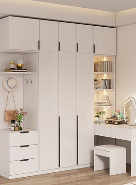 定制衣柜书桌一体组合ENF级多层实木板转角梳妆台家用卧室大橱柜