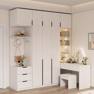 定制衣柜书桌一体组合ENF级多层实木板转角梳妆台家用卧室大橱柜