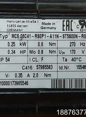 伦茨伺服电机 MCS 06C41-RS0P1-A11N-ST5S00N-R0SU 议价