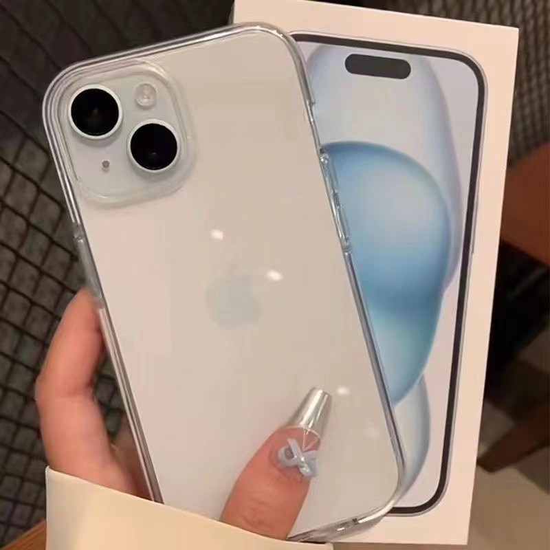 直边大孔简约透明壳适用苹果15proamx手机壳iPhone14p新款16耐脏13高级感12硅胶11防摔保护套xr个性8p软