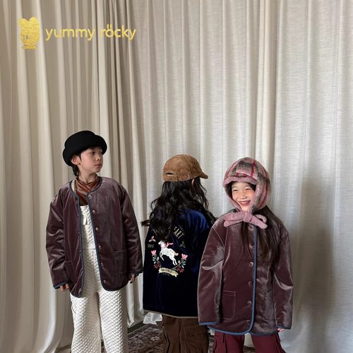 YR【3 M新雪丽棉服】小马刺绣绗缝3M棉撞色丝绒棉服