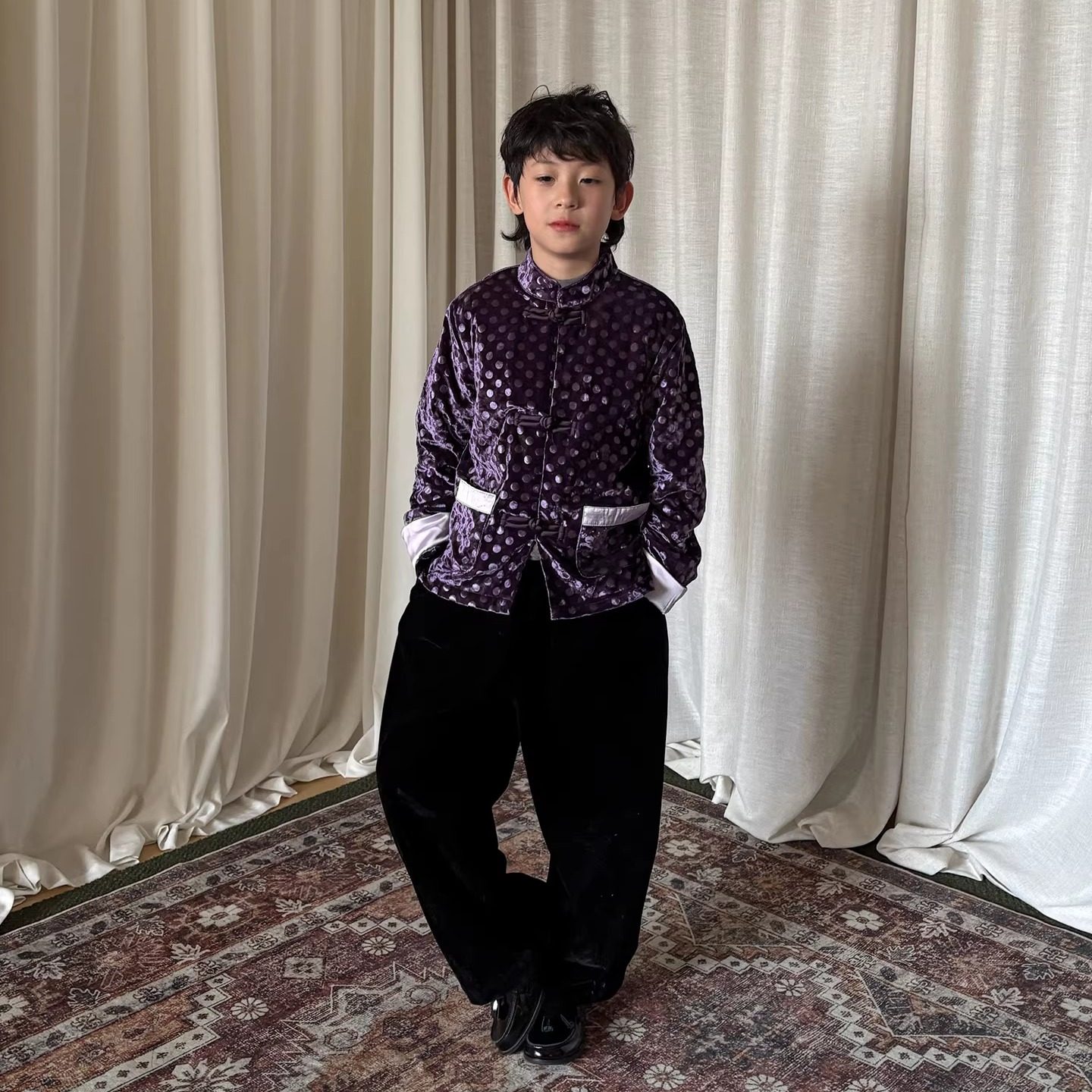 【无补】yummyrocky新中式高密挺阔质感丝绒阔腿裤,童装/婴儿装/亲子装,裤子,淘宝优惠券,粉丝福利购,淘宝优惠卷