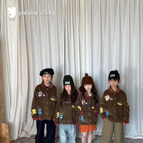 yummyrocky亲子重工贴布绣/刺绣A类100棉灯芯绒外套