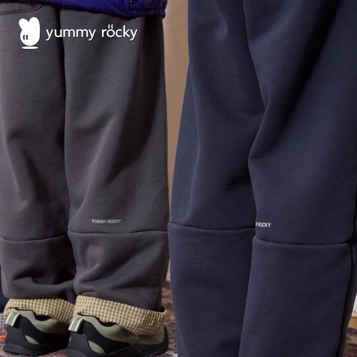 yummyrocky复古磨毛5A抑菌抗静电垂软翻边拼布卫裤