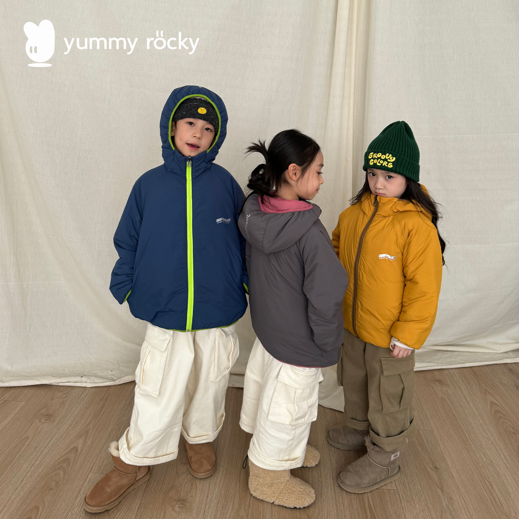 yummyrocky双面穿儿童防水棉服