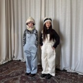 无补 yummyrocky进口机绗缝夹棉保暖百搭背带裤