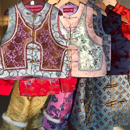YR 【原创】非遗漳缎宋锦100桑蚕丝亲子拜年服马甲/唐装