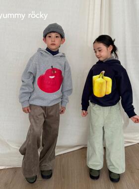 yummyrocky立体水果纯棉儿童保暖卫衣2025年秋冬新款加绒亲子上衣