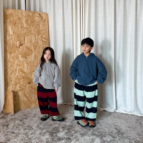 yummyrocky【上学神裤】撞色色织条纹A类100棉亲子卫裤