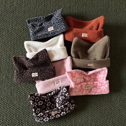 【满3减5】yummyrocky环保印花/纯色5A抑菌抓绒蓄热猫耳帽