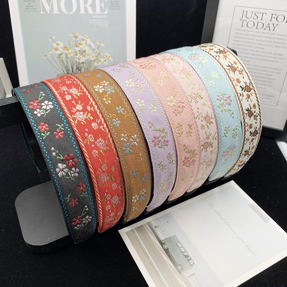 新中式复古时尚发箍防滑压发宽边刺绣头箍压发卡民族风发饰头饰