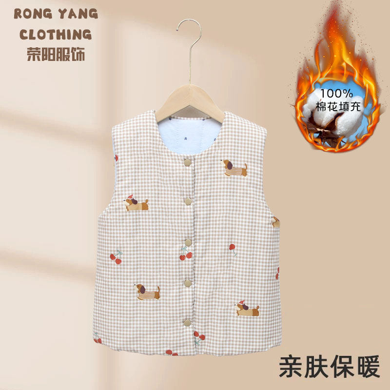 『马甲』中大童新疆棉花棉衣棉花马甲坎肩机洗保暖秋冬外穿