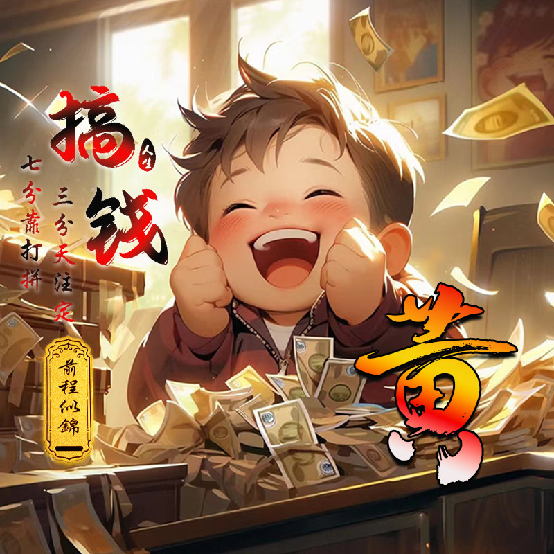 抖音直播间同款签名卡通男女款搞钱头像  简约卡通头像出源文件ps