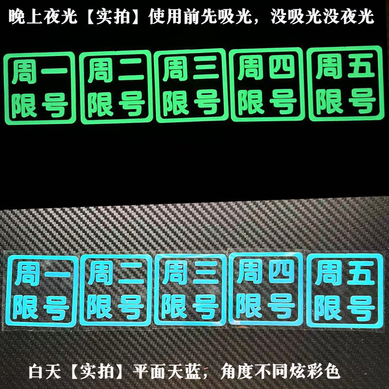 周一周二周三周限号夜光车贴