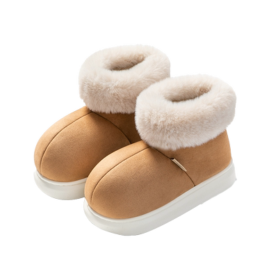 麂皮绒棉拖鞋女冬季包跟加绒加厚