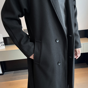 店主风冬季毛呢大衣长款过膝帅气风衣男B358-F115-P125加棉P135图片