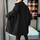 港风冬季加厚风衣中长毛呢外套大衣男B358-F108-P120加棉P130，男装风衣，电商B345