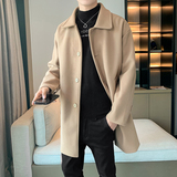 秋冬季风衣中长毛呢外套大衣男加厚店主风B358-F108-P120加棉P130，男装风衣，电商B345