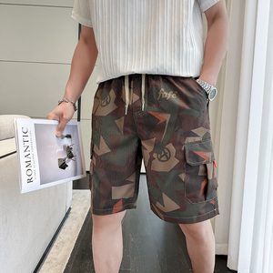 迷彩短裤男港风宽松工装五分裤夏季B345-K85-P45图片