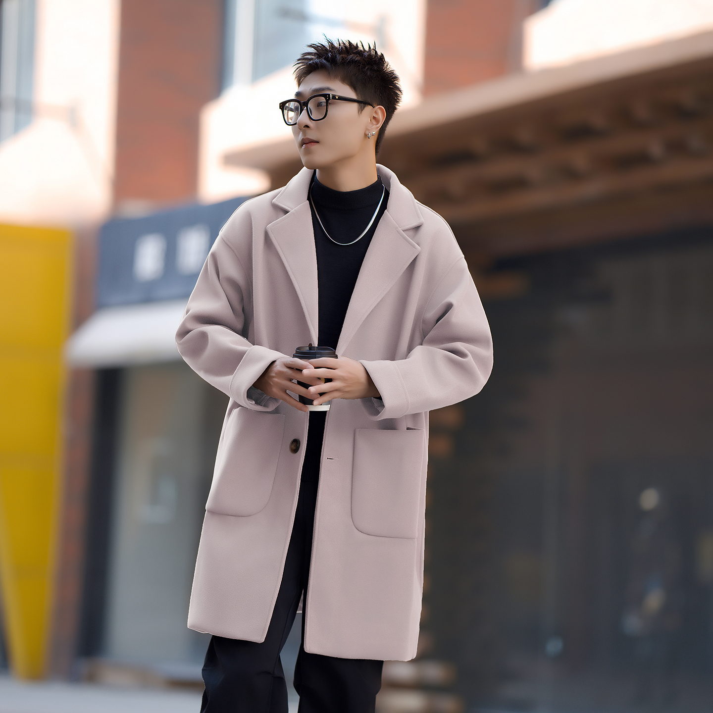 秋冬季男士毛呢大衣中长款风衣外套B358F101P120加棉P130，男装风衣，电商B345