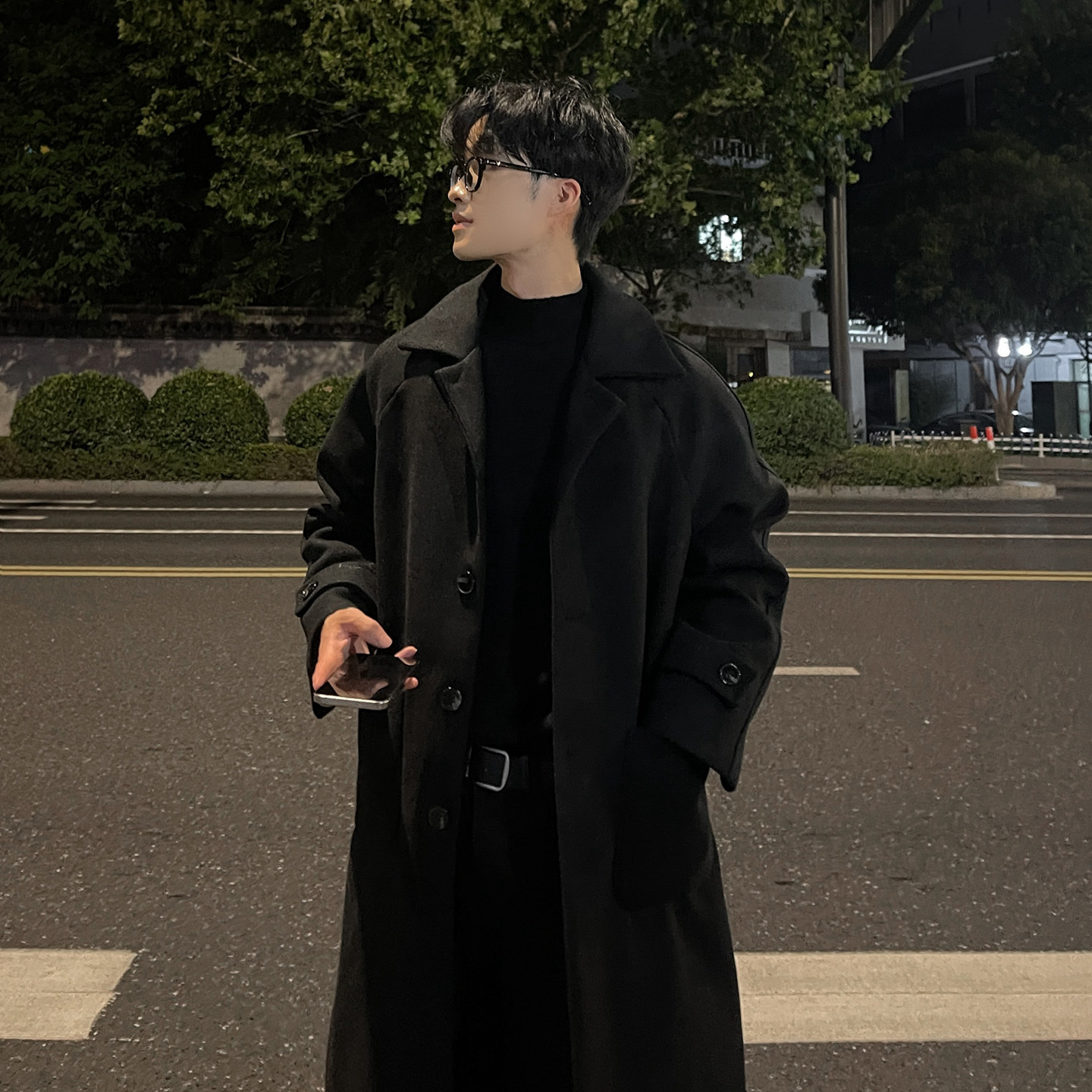 韩系中长款大衣男宽松毛呢外套B345-F118-P120加棉P130,女装短外套,电商B345
