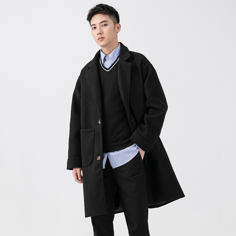 男士冬季呢子大衣风衣男中长款B345-F101-P120加棉P130，男装风衣，电商B345