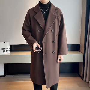 店主风双排扣中长款风衣男宽松毛呢大衣B358-F119-P120加棉P130图片