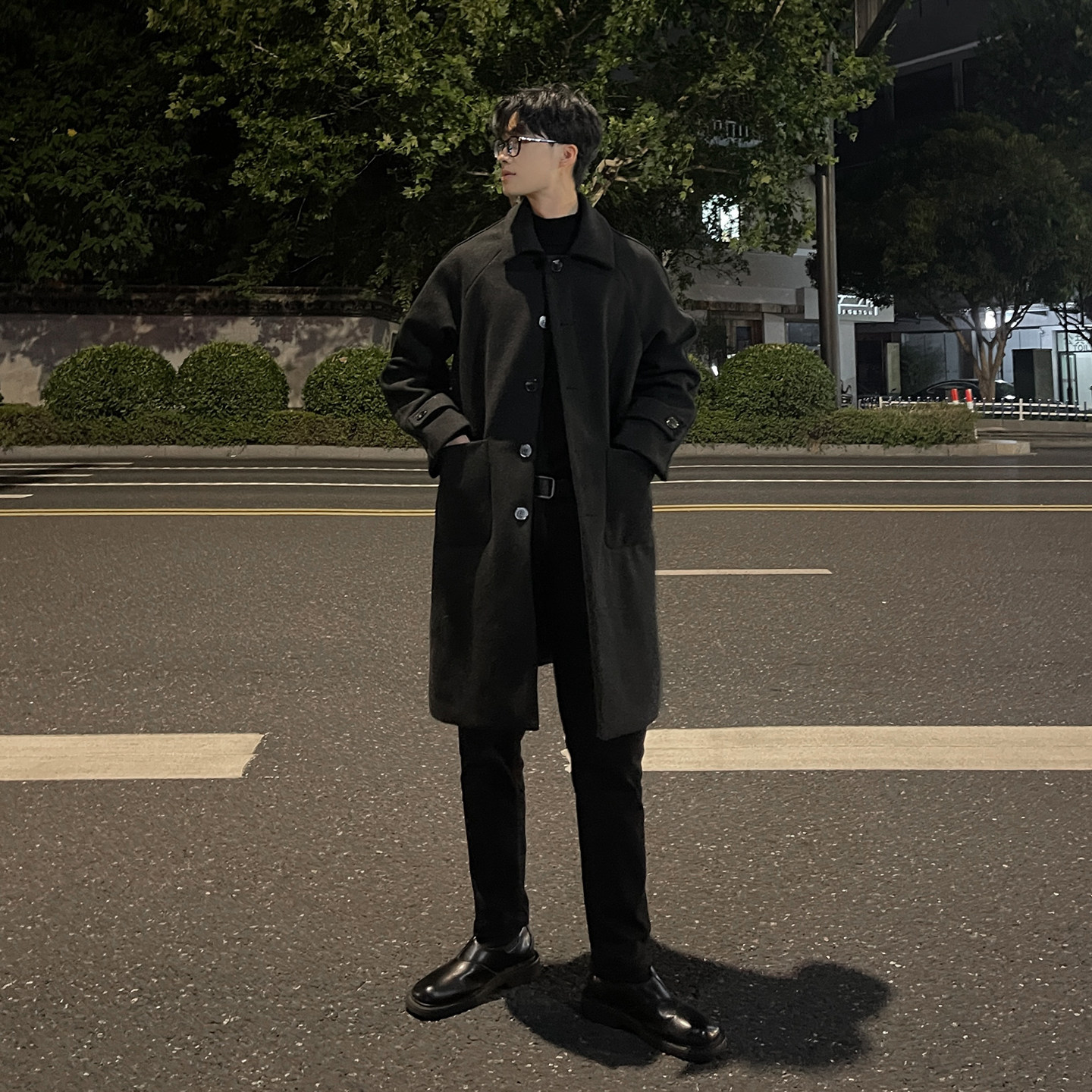 韩系中长款大衣男宽松毛呢外套B345-F118-P120加棉P130,女装短外套,电商B345