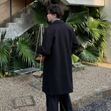 韩系秋冬外套中长款风衣男宽松毛呢大衣F128P125加棉P135，男装风衣，电商B345