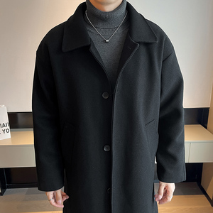店主风加棉加厚毛呢大衣男长款过膝外套B358-F116-P135图片