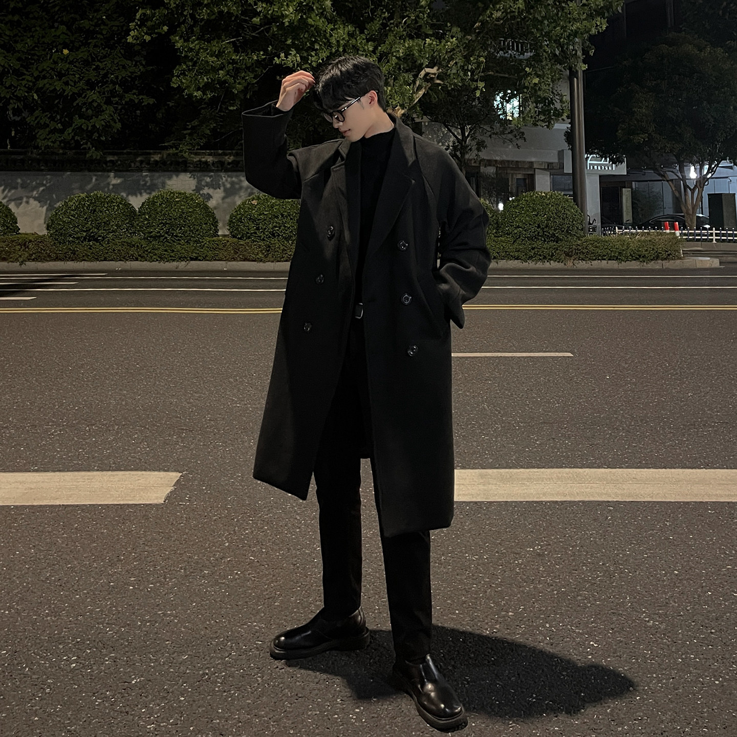 韩系双排扣中长款风衣男毛呢大衣帅气B345-F119-P120加棉P130,男装风衣,电商B345