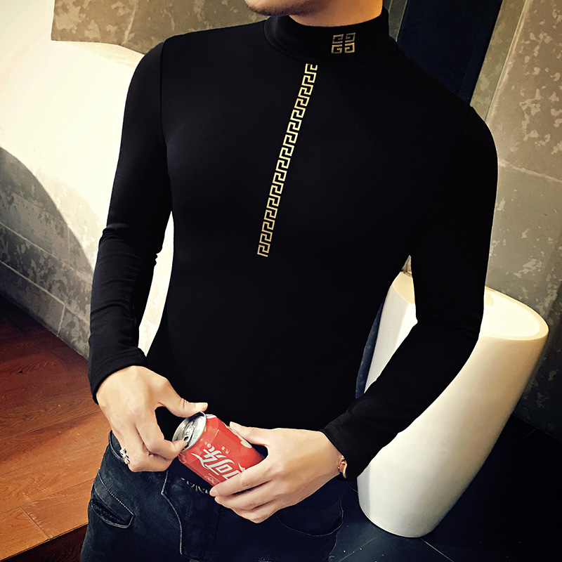 秋冬T恤加绒打底衫加绒加厚高领男B345-T65-P30，男装T恤，电商B345