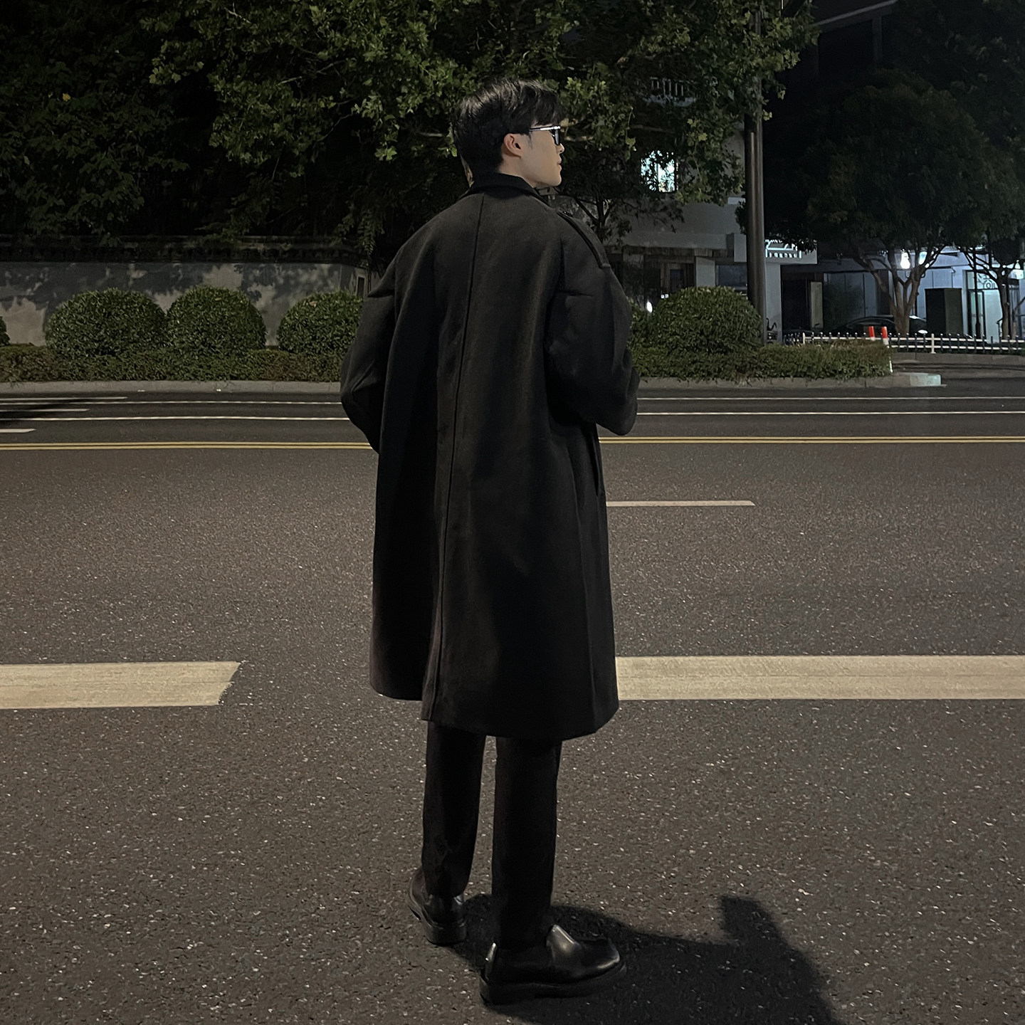 韩系秋冬季中长款风衣宽松呢子大衣外套男F112-P125加棉P135,男装风衣,电商B345