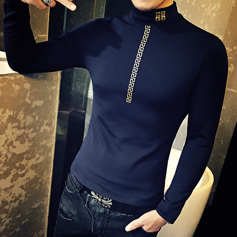 秋冬T恤加绒打底衫加绒加厚高领B345-T65-P30，男装T恤，电商B345