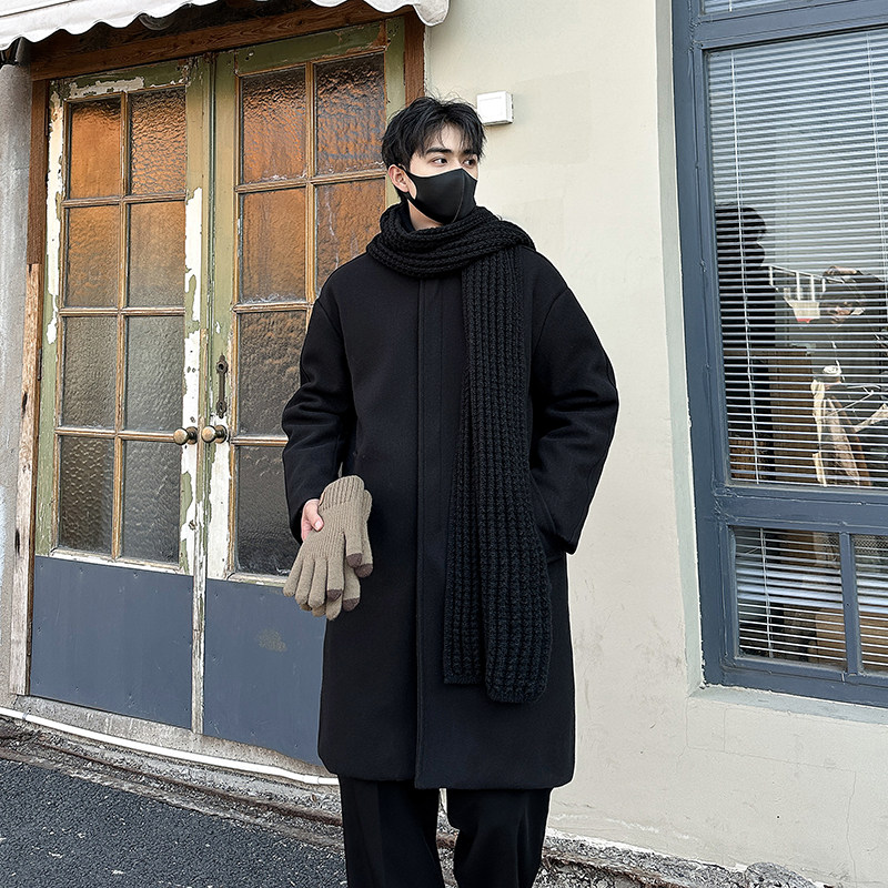 港风加厚男士中长款风衣过膝毛呢外套B358-F113-P120加棉P130,男装风衣,电商B345