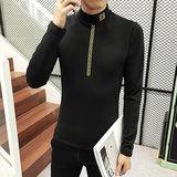 男秋冬T恤加绒打底衫加绒加厚修身高领B345-T65-P30，男装T恤，电商B345