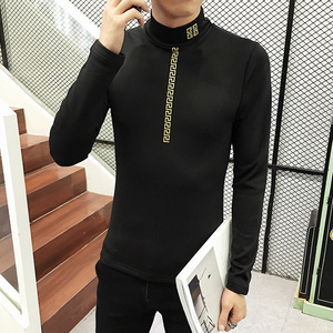 男秋冬T恤加绒打底衫加绒加厚修身高领潮B345-T65-P30图片