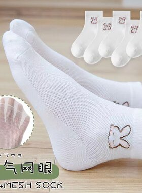 女童袜子纯棉夏季学生白色短袜