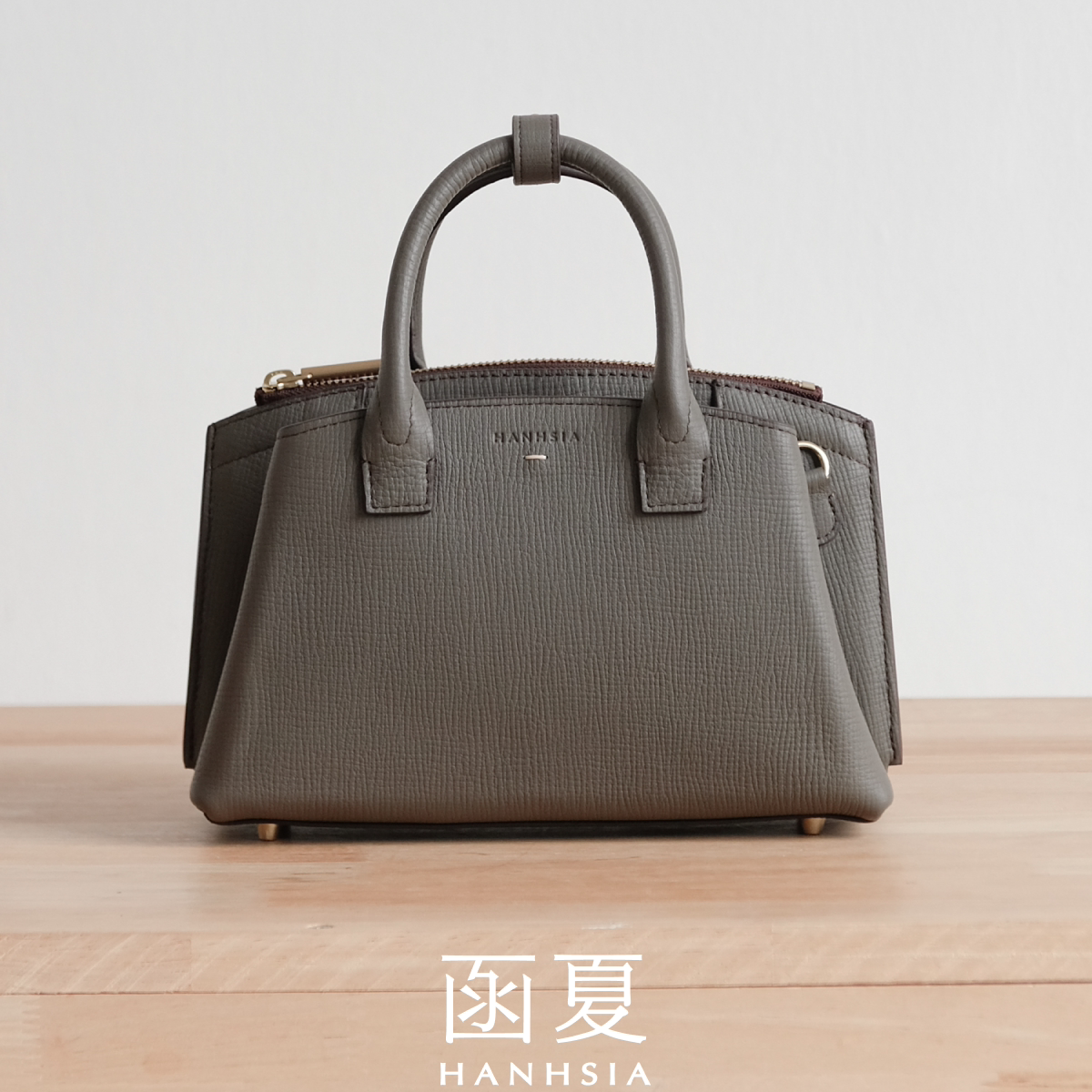 HANHSIA/函夏手工 牛皮手提包简约设计中号女包 夏季新款
