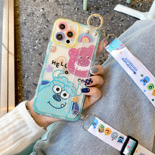 新款iphone15promax透明手机壳女14可斜挎背13挂绳苹果12软胶保护套11腕带全包防摔xr可爱网红8p创意7适用16