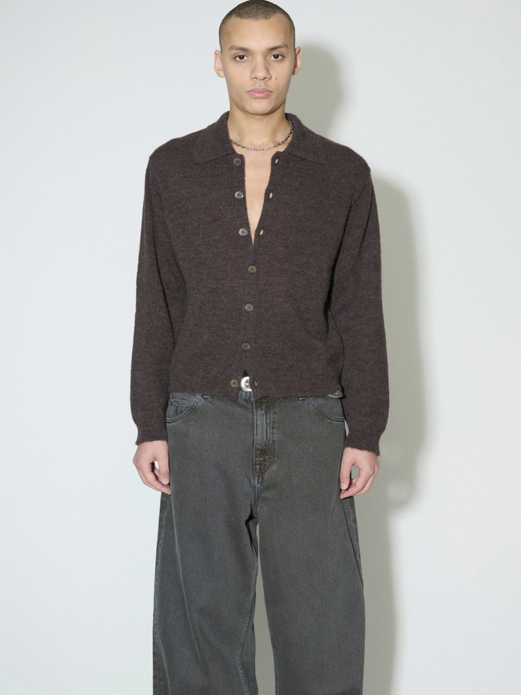 thumbnail for SHELTER legacy style evening polo mohair knitted thin cardigan Li Daben with the same style
