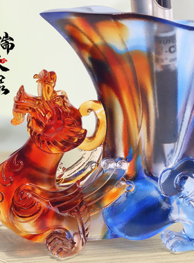 琉璃貔貅古法文昌笔筒新中式办公室书房会议室桌面办公桌商务摆件