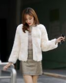 韩版 2024秋冬新款 仿獭兔毛小个子年轻皮草外套女短款 小香风毛披肩