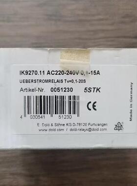 全新原装正品  IK9270.11 时间继电器 0051230 现货销售