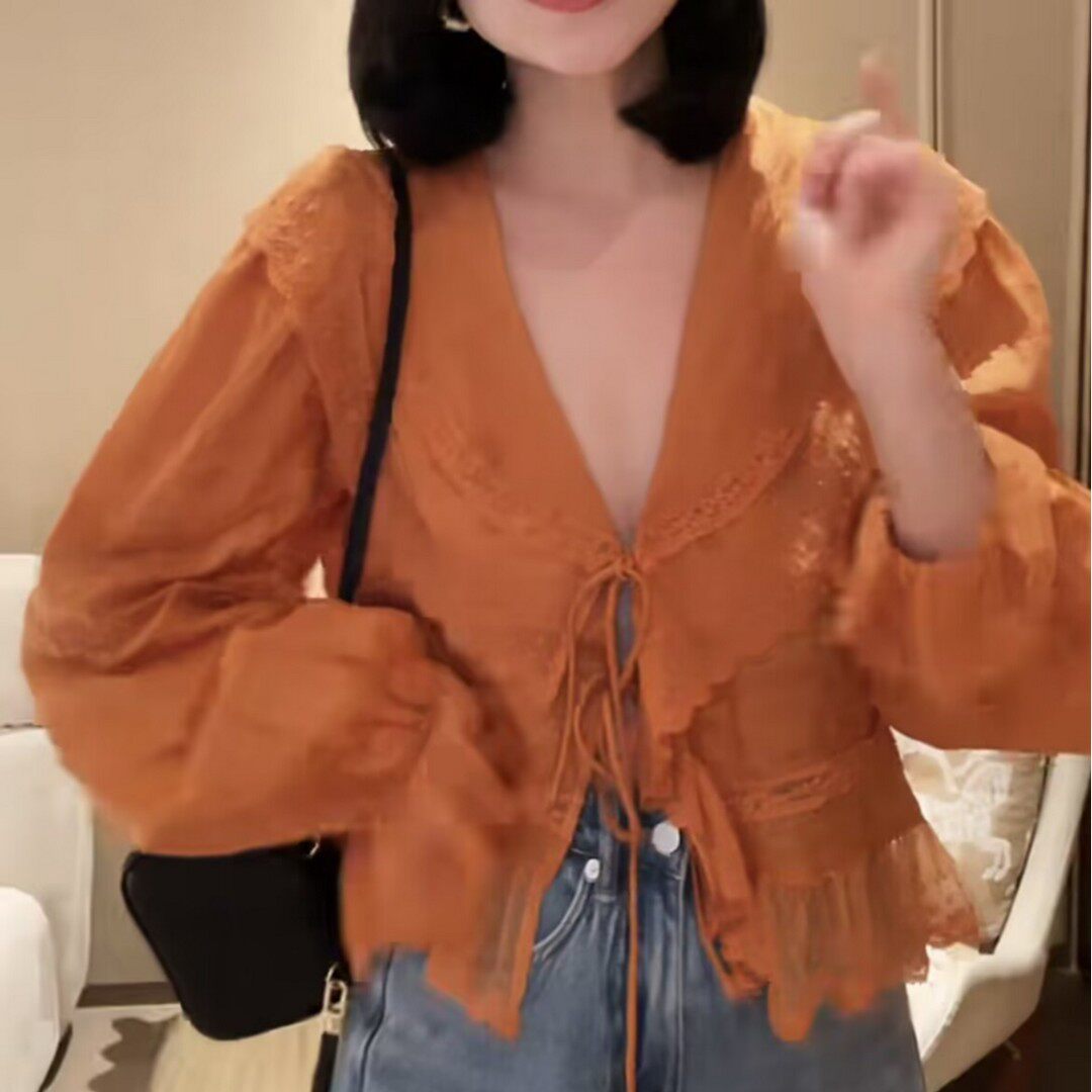 2026新款法式甜美荷叶气质上衣超仙长袖新款洋气漂亮独特别致衬衫