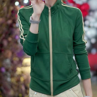 2026春季新款时尚女装高级设计感休闲风拼色立领卫衣休闲宽松上衣