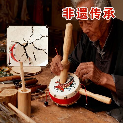 拨浪鼓哗啦棒老式手工非